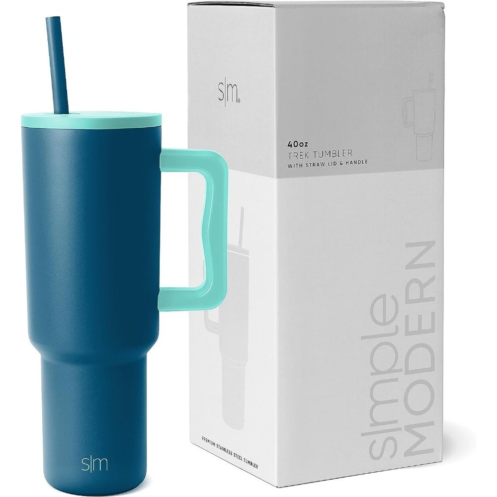 40 oz Stainless Steel Tumbler with Handle and Straw Lid